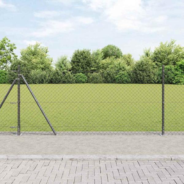 ARDEBO.de - Drahtzaun mit 7 Flanschpfosten 1x10 m Galvanisierter Stahl