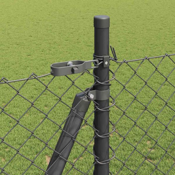Maschendrahtzaun mit 7 Flanschpfosten 1,4 x 10 m verzinkter Stahl