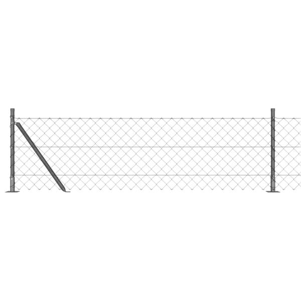 Kettenzaun mit 7 Flanschpfosten 0.6x10 m verzinkter Stahl