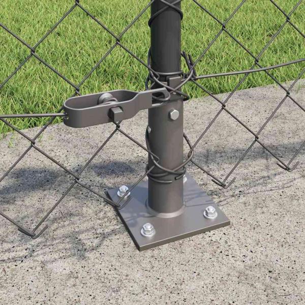 Kettenzaun mit 7 Flanschpfosten 0.6x10 m verzinkter Stahl