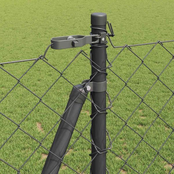 Kettenzaun mit 7 Flanschpfosten 1,2x10 m Verzinkter Stahl