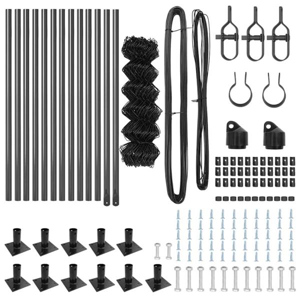 Kettenzaun mit 13 Flanschen 0.4x25 m Feuerverzinkter Stahl