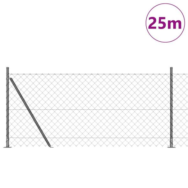 Kettengliedzaun Set aus 2 Grau Stahl, PVC 25 x 1 m Langlebig