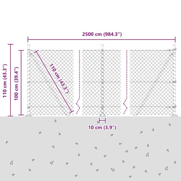 Kettengliedzaun Set aus 2 Grau Stahl, PVC 25 x 1 m Langlebig