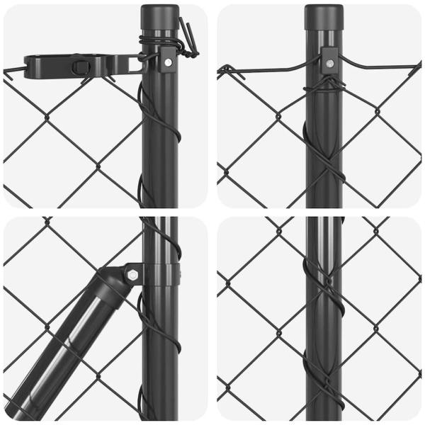 Kettengliedzaun Set aus 2 Grau Stahl, PVC 25 x 1 m Langlebig
