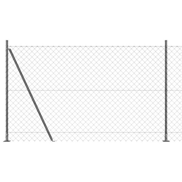 Kettenzaun Set aus 2 Grau Pulverbeschichteter Stahl 25 x 1,5 m