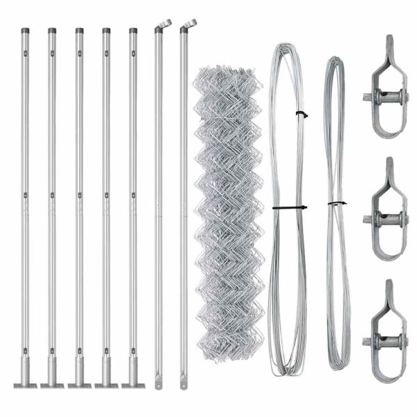 Drahtzaun mit 7 Flanschpfosten 1,2 x 10 m aus verzinktem Stahl
