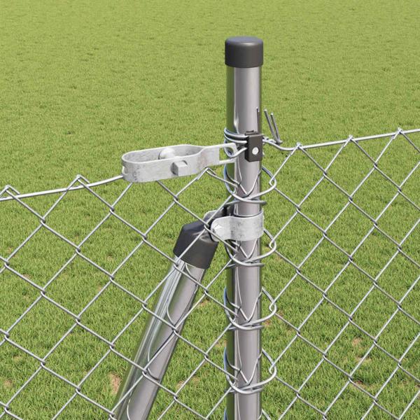 Kettenzaun mit 7 Flanschen 1,4x10 m Verzinkter Stahl