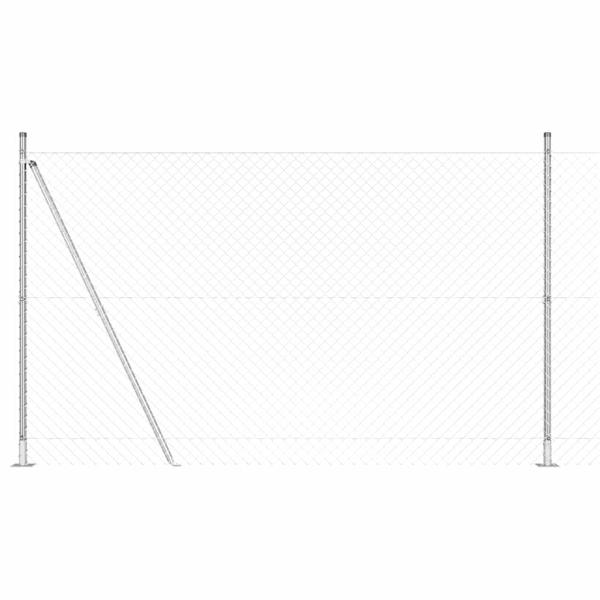 Drahtzaun mit 7 Flanschpfosten 1,6x10 m Galvanisierter Stahl