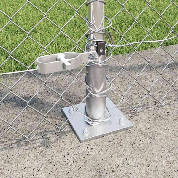 Drahtzaun mit 7 Flanschpfosten 1,6x10 m Galvanisierter Stahl