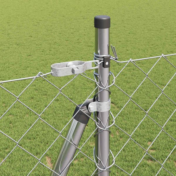 Kettenschutzzaun mit 7 Flanschpfosten 1,5 x 10 m aus verzinktem Stahl