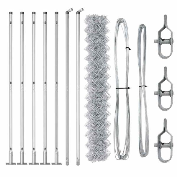 Kettenschutzzaun mit 7 Flanschpfosten 1,5 x 10 m aus verzinktem Stahl