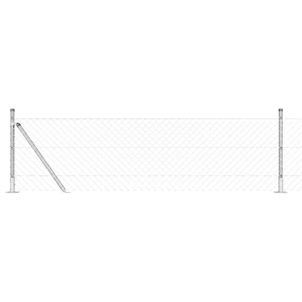 Maschendrahtzaun mit 13 Flanschpfosten 0.6x25 m Verzinkter Stahl