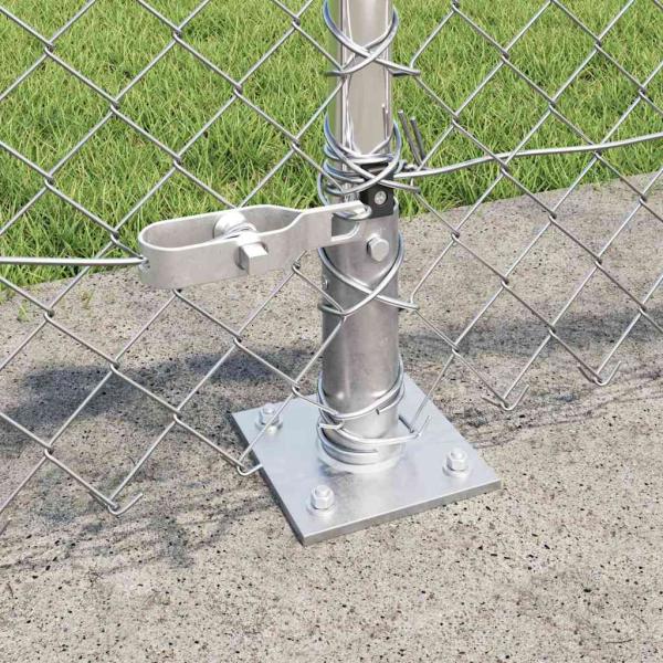 Maschendrahtzaun mit 13 Flanschpfosten 0.6x25 m Verzinkter Stahl
