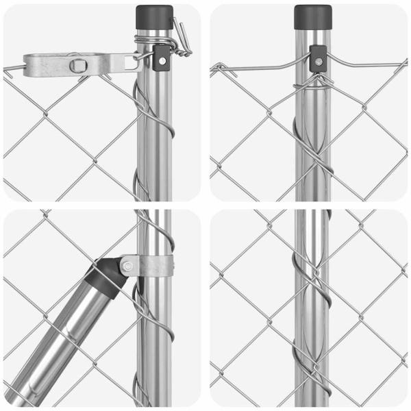 Drahtzaun mit 13 Flanschpfosten 0.6x25 m verzinkter Stahl