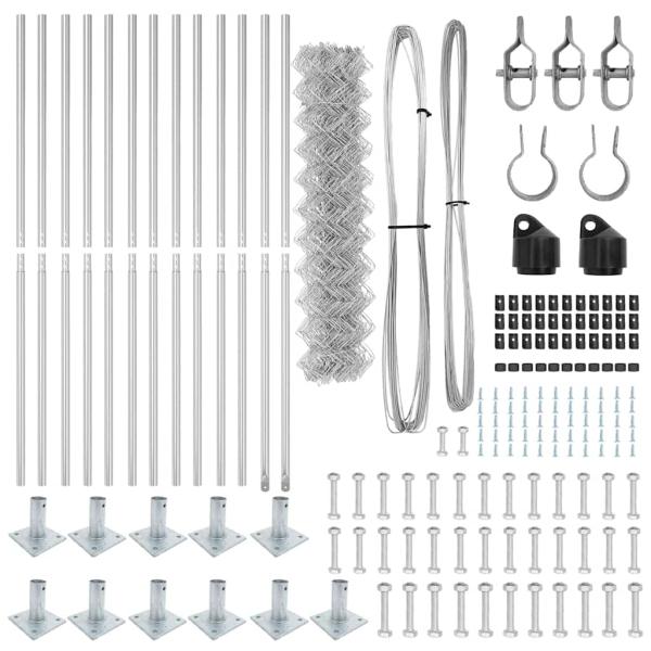 Kettenzaun Set von 2 Galvanisiert Galvanisierter Stahl 25 x 1 m