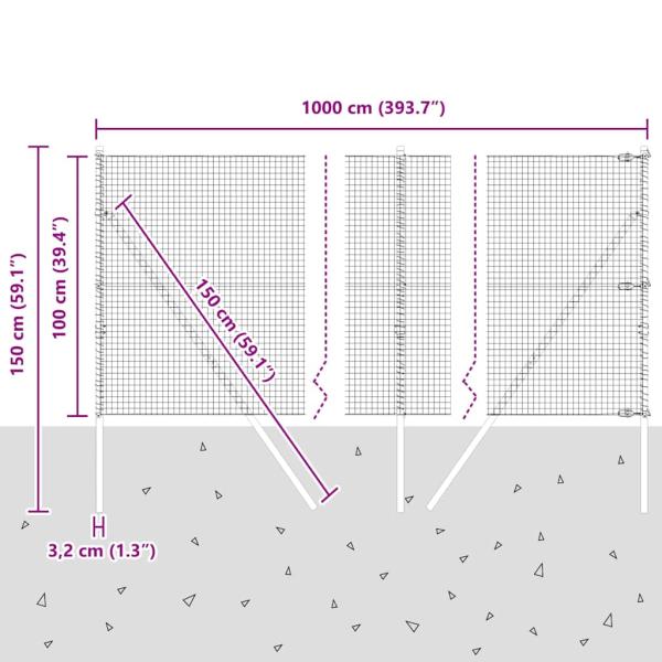 Zaunpfosten Set 2 Stück Verzinkter Stahl 10 x 1 m Langlebig