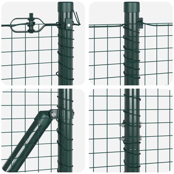 Geschweißter Drahtzaun mit 7 Pfosten Grün 1,6x10 m Stahl