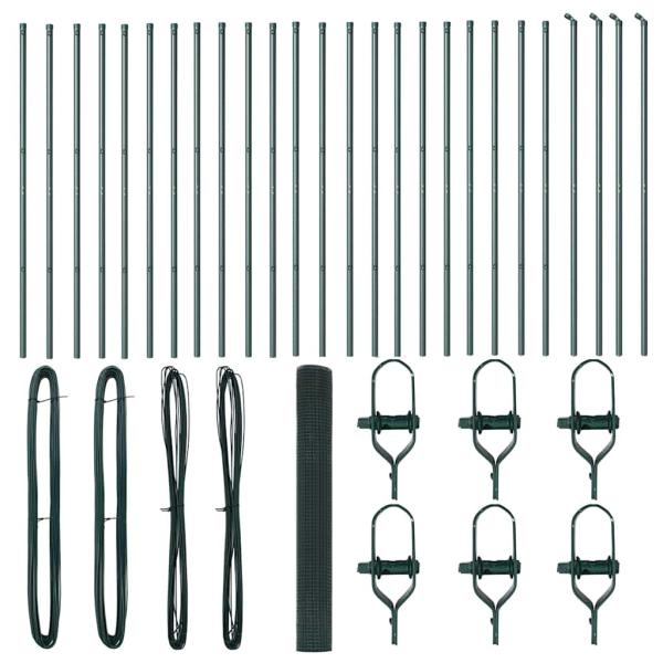 Geschweißter Drahtzaun mit 13 Pfosten Grün 1.2x50 m Stahl