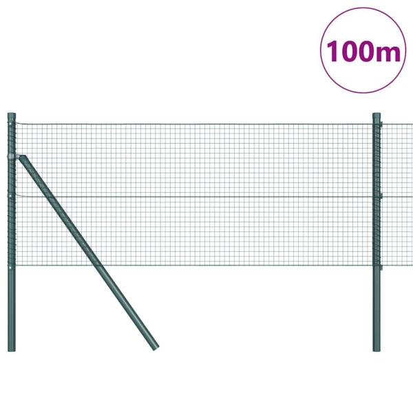Geschweißter Drahtzaun mit 13 Pfosten Grün 0.4x100 m Stahl