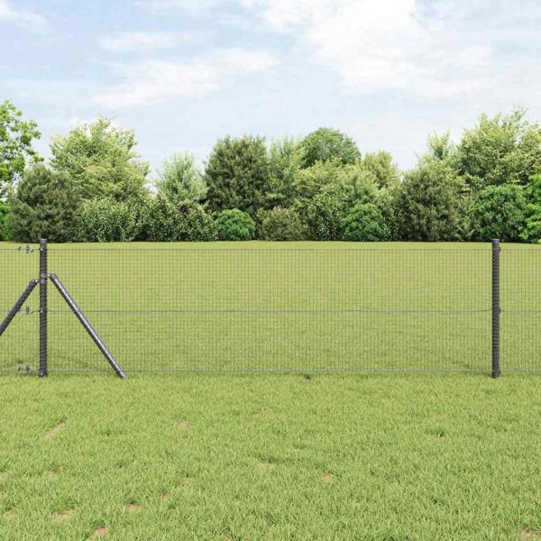 ARDEBO.de - Drahtzaun mit 7 Pfosten grau 0,4 x 10 m Stahl