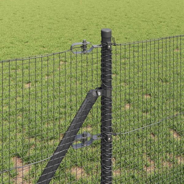 Drahtzaun mit 7 Pfosten grau 0,4 x 10 m Stahl