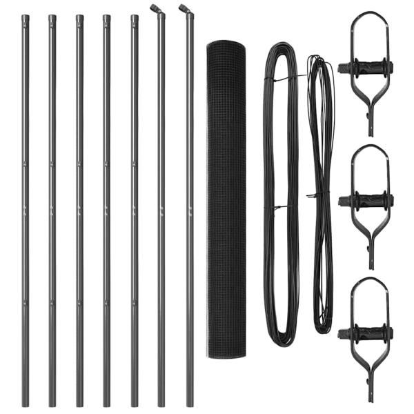 Schweißdrahtzaun mit 7 Pfosten Grau 1,2x10 m Stahl