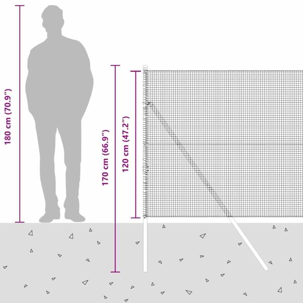 Schweißdrahtzaun mit 7 Pfosten Grau 1,2x10 m Stahl