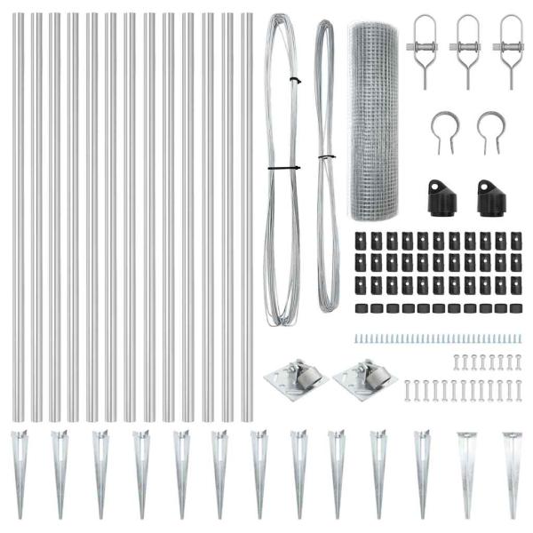 Zaunpfosten Set 2er Set Verzinkter Stahl 25 x 0,5 m Stabil
