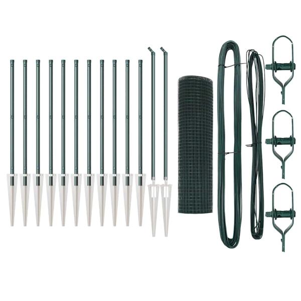 Geschweißter Drahtzaun mit 13 Spike-Posts Grün 0,8x25 m Stahl