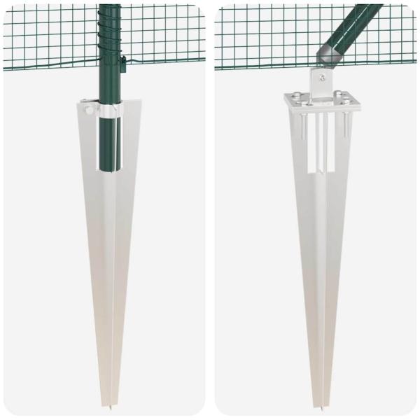 Geschweißter Drahtzaun mit 13 Spike-Pfosten Grün 1.4x25 m Stahl