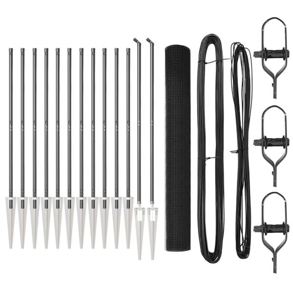 geschweißter Drahtzaun mit 13 Spike-Posts Grau 1.4x25 m Stahl