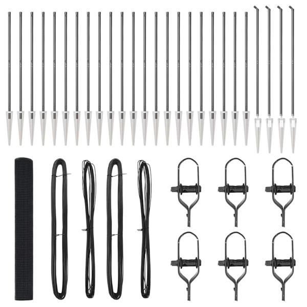 Schweißdrahtzaun mit 13 Spike-Pfosten Grau 1,2x50 m Stahl