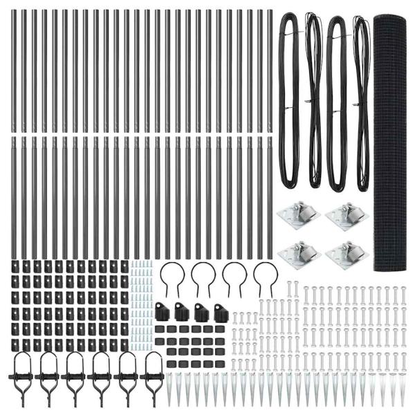 Schweißdrahtzaun mit 13 Spike-Pfosten Grau 1,2x50 m Stahl
