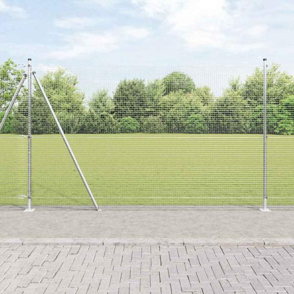 ARDEBO.de - Geschweißter Drahtzaun mit 13 Flanschpfosten 1,4x25 m Verzinkter Stahl