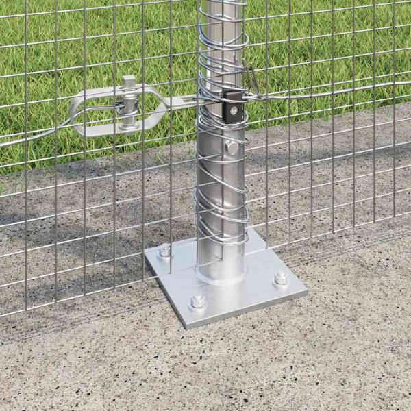 Geschweißter Drahtzaun mit 13 Flanschpfosten 1,4x25 m Verzinkter Stahl
