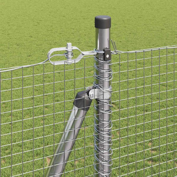 Geschweißter Drahtzaun mit 13 Flanschpfosten 1,4x25 m Verzinkter Stahl