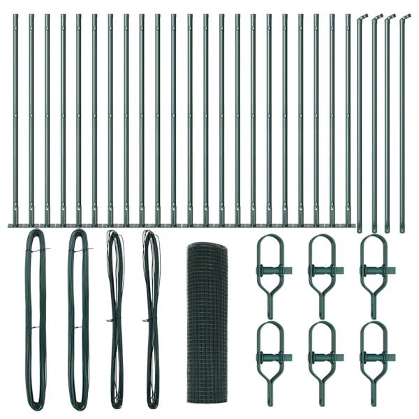 Geschweißter Drahtzaun mit 13 Flanschpfosten, Grün 0.4x50 m, Stahl
