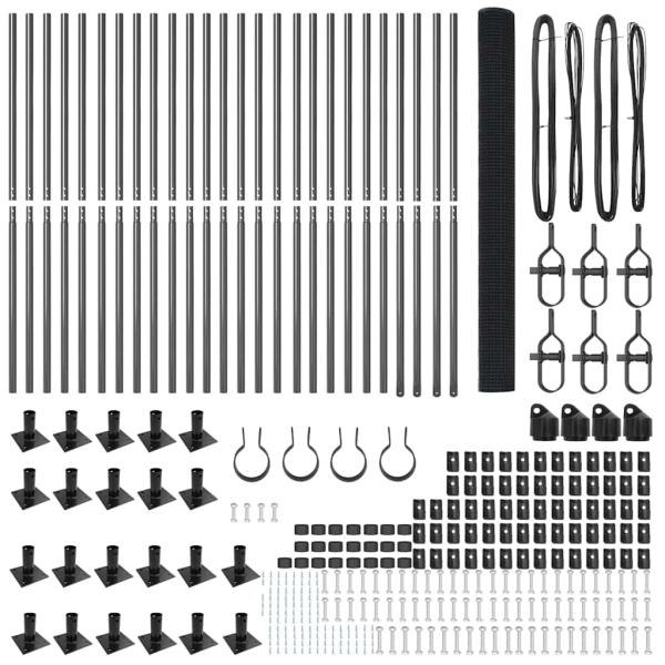 Geschweißter Drahtzaun mit 13 Flanschpfosten Grau 1,4x50 m Stahl