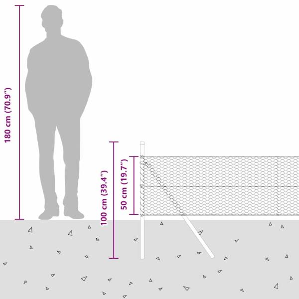 Sechseckzaun Grün 0.5x10 m Stahl, Zaunpfosten 7 Stück Grün Ø32 mm 100 cm Verzinkter Stahl