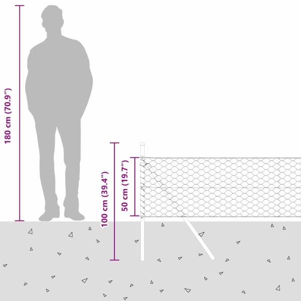 Sechseckzaun Grün 0,5x10 m Stahl, Zaunpfosten 7 Stk Grün Ø32 mm 100 cm galvanisierter Stahl
