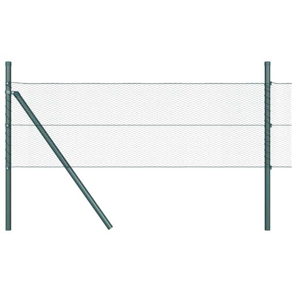 Hexagonzaun Grün 0,8x10 m Stahl, Zaunpfosten 7 Stück Grün Ø32 mm 120 cm Galvanisierter Stahl