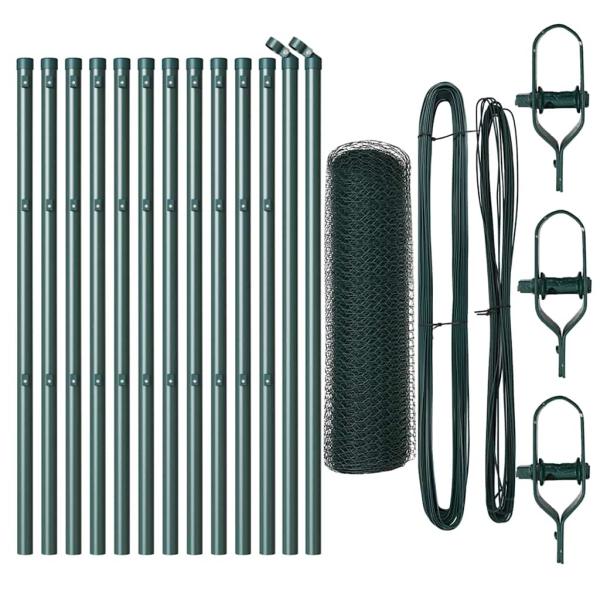 Zaunset Set aus 2 Waldgrün Pulverbeschichteter Stahl 25 x 0,5 m