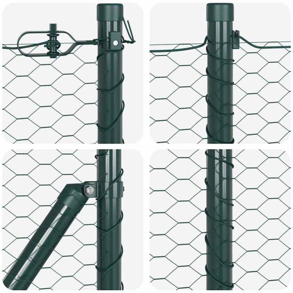 Zaunset Set aus 2 Waldgrün Pulverbeschichteter Stahl 25 x 0,5 m