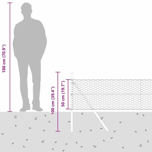 Bodenmontierter Sechseckzaun 25 x 0,5 m PVC-beschichteter Stahl
