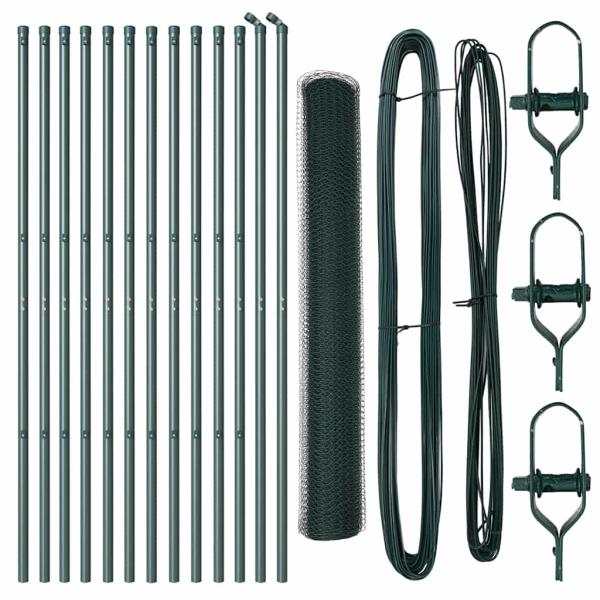 Bodenmontierter Sechseckzaun 25 x 1 m PVC-beschichteter Stahl