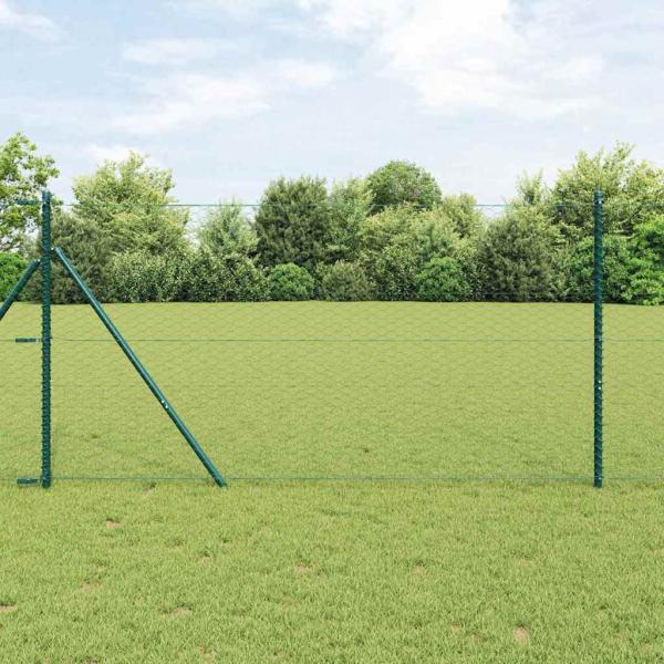 ARDEBO.de - Zaunset Set von 2 Waldgrün Metall 25 x 1 m Langlebig Zaunset