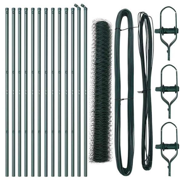 Zaunset Set aus 2 Grün Metall 25 x 1,2 m Langlebig Außenzaun