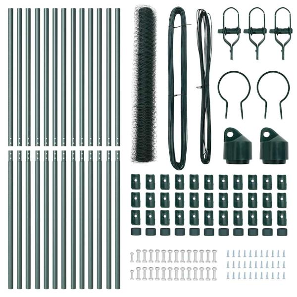 Zaunset Set aus 2 Grün Metall 25 x 1,2 m Langlebig Außenzaun