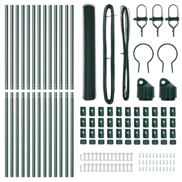 Bodenmontierter Sechseckzaun 25 x 1,4 m PVC-beschichteter Stahl